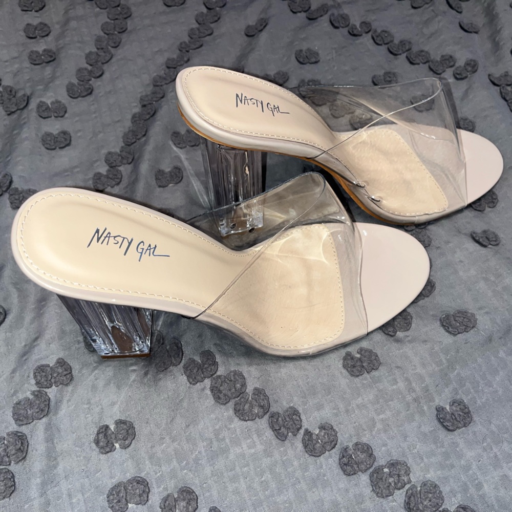 Nasty Gal Clear, Nude Block Heels